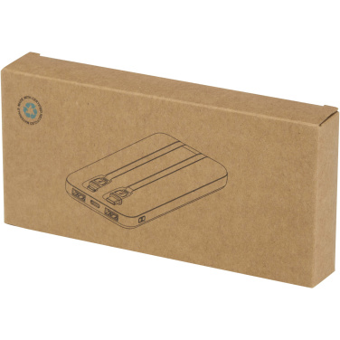 Logotrade profilprodukter bild: Adhil 10 000 mAh 10 W powerbank av återvunnen plast med två inbyggda kablar