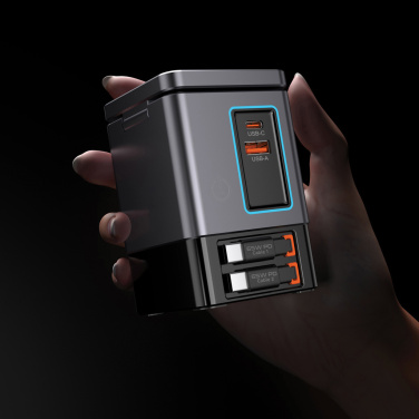 Logotrade profilprodukter bild: Urban Vitamin Sacramento 105WGAN laddare med utdragbara kabl